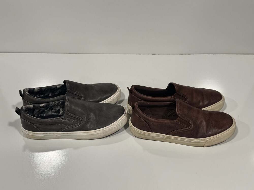 Old Navy Botys Size 4 Faux-Leather Slip-On Sneakers Lot of 2